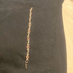 Silver 7” bracelet with amethyst flowers